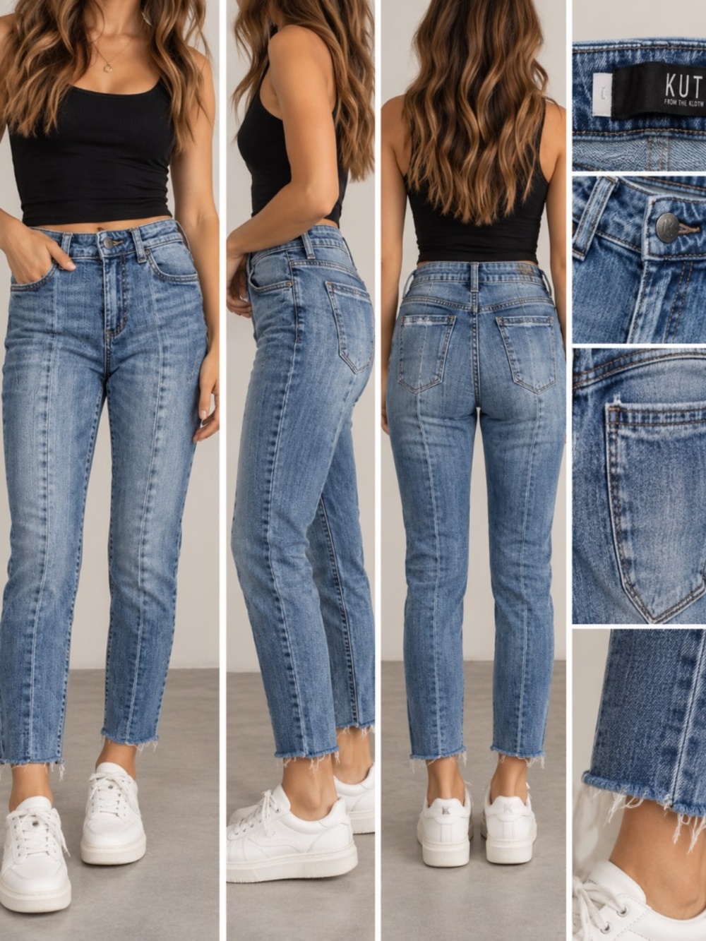 Kut from the Kloth Catherine Ankle Straight Leg Jeans Size 4 Raw Hem
